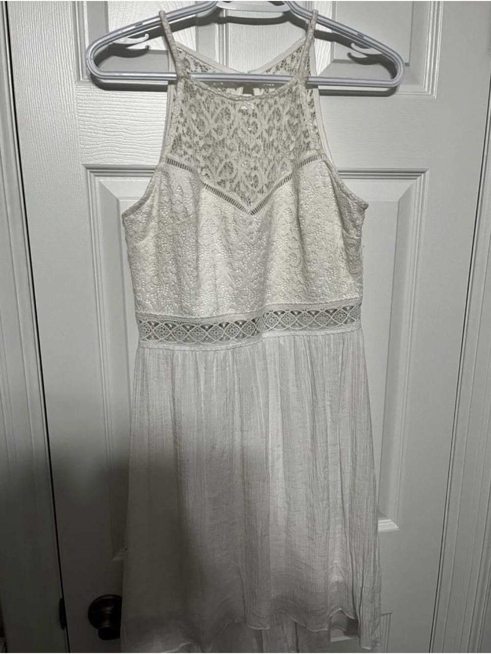 White Lace Halter Sundress - Lightweight Summer Dress